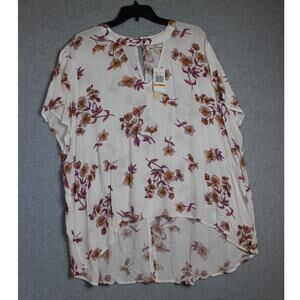 Wallflower HI Low‎ Blouse NWT Size 3x Antique White Floral